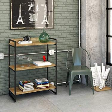 Imagem de Estante Multiuso 3 Prateleiras 104x80cm Estilo Industrial, Compace, Kuadra, Carvalho/Est.Preta