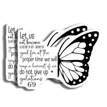 Imagem de Adesivo inspirador do versículo da Bíblia - Decalque motivacional com citação cristã - Adesivo baseado na fé - Adesivo de vinil Gálatas 6:9 - Design decorativo durável para casa ou escritório AAS1683