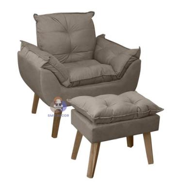 Imagem de Poltrona/Cadeira Decorativa E Puff Glamour Opala Capuccino Com Pés Qua