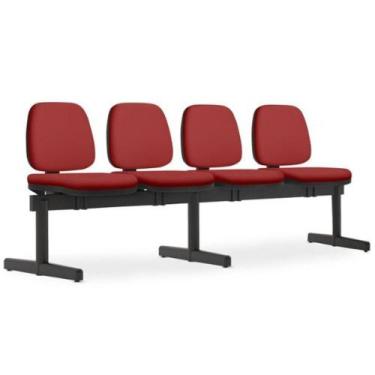 Imagem de Cadeira Longarina 4 Lugares Recepção Sala De Espera Work F02 Sintético