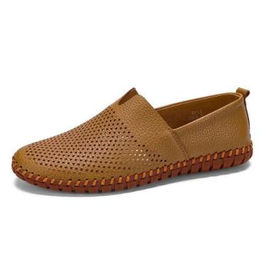 Imagem de Sapatos Loafer Mitvr de couro genuíno para homens Holding Tan 41EU