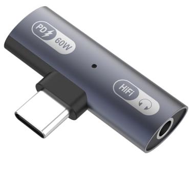 Imagem de Adaptador e carregador 2 em 1 USB C para fone de ouvido de áudio de 3,5 mm, conector USB-C para fone de ouvido HiFi DAC com adaptador de carregamento rápido de 60 W compatível com iPhone 17/16 Series