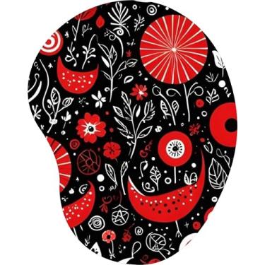 Imagem de Mouse Pad Ergonômico Gota Arte Floral Vermelho Preto E Branco