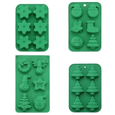 Imagem de Molde de silicone de Natal, moldes de chocolate de árvore grande, moldes de bolo de sabão doce para decoração de bolo de Natal em casa (Pacote de 4)