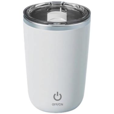 Imagem de Caneca de café 350 ml de aço inoxidável, misturador de café elétrico recarregável Usb - Xícara de proteína Latte Shake Cacau Auto-mistura Matcha para quente