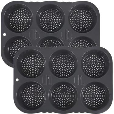 Imagem de Molde de silicone para pão de hambúrguer de 6 cavidades, 10 cm de diâmetro, antiaderente, lavável na lava-louças, reutilizável para pães caseiros