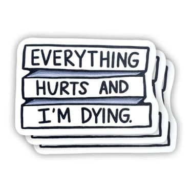Imagem de (3 peças) Adesivo Everything Hurts and I'm Dying com frases motivacionais sarcásticas com citação humorística decalque de vinil para Kindle, laptop, garrafa de água, capacete rígido de telefone