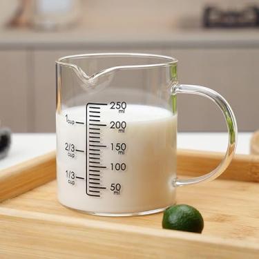 Imagem de Copo medidor de vidro com bico em forma de V, vidro borossilicato de alta capacidade, escala de leitura fácil de 250 ml