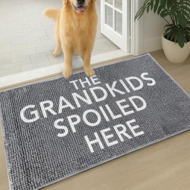 Imagem de Muddy Mat Tapete de microfibra absorvente e tapete para animais de estimação, tapete de entrada antiderrapante lavável de chenille interno e externo - The Grandkids Spoiled Here Tapete de boas-vindas