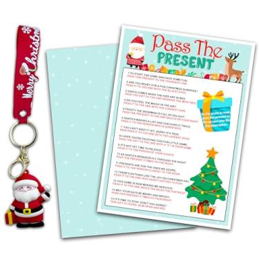 Imagem de Christmas Pass The Present Game, 2 cartas de jogos com 1 presente de Papai Noel, jogos quebra-gelo para a família de inverno, suprimentos engraçados de festa de Natal, lembrancinhas e decorações de