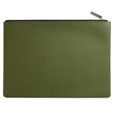 Imagem de Yufocusqc Pasta de arquivo A4 de couro PU com zíper porta-documentos envelope para contrato de recibo (verde)