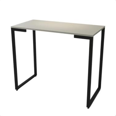 Imagem de Mesa Aparador Buffet Industrial 90x45x90 em MDF com Pés de Aço Preto – Balcão Moderno para Sala, Escritório ou Hall(Off-White)