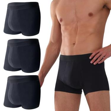 Imagem de KARSWATT Cuecas boxer laváveis para incontinência urinária para homens frontais absorventes à prova de vazamento para controle da bexiga, pacote com 2, Preto, M