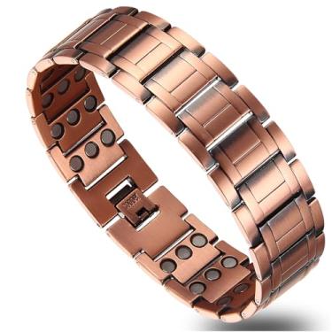 Imagem de Heavenly Metals Pulseira masculina de cobre puro – Estilo TitanEdge – 3 ímãs fortes de neodímio – Joia magnética de cobre sólido – Ajuste ajustável, caixa de presente e ferramenta de tamanho – Marca
