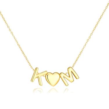 Imagem de adoyi Colares com inicial para mulheres, banhado a ouro 14 quilates, com letras de bolhas, colar delicado coração A-Z, colar com pingente de inicial, presentes de aniversário para mulheres, joias