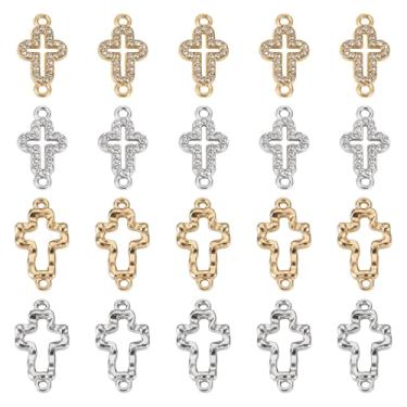 Imagem de Cheriswelry 20 peças de pingentes cruzados, liga, strass, cruz, pingentes, elos vintage, crucifixo, enfeite de 20 a 23,5 mm para colar DIY, pulseira, brinco, fabricação de joias