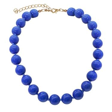 Imagem de JNF Colar de gargantilha turquesa grossa feminina com contas grandes e turquesa, X-Large, Acrílico, Sem Pedra Preciosa