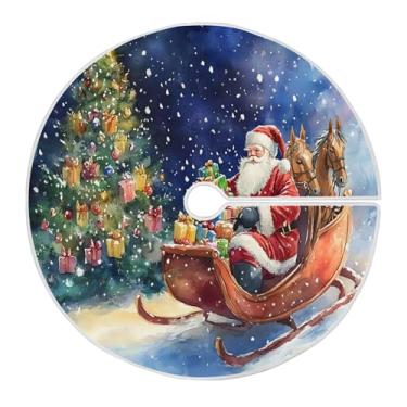 Imagem de SEHANY Saia para árvore de Natal, 122 cm, Papai Noel, vermelha, decoração de árvore de Natal, tapetes para decoração de festa de Natal em casa