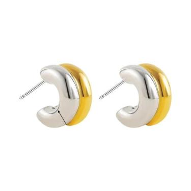 Imagem de Brincos De Argola Pequenos Torcidos De Camada Dupla Banhados a Ouro 18