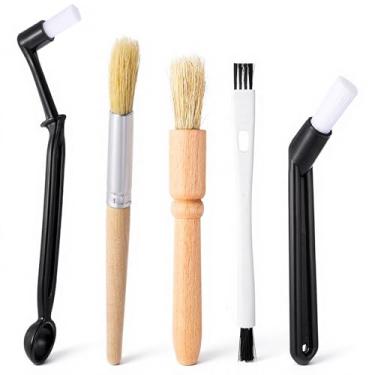 Imagem de Conjunto de 5 escovas de limpeza de café expresso, escova profissional de madeira para máquina de café expresso, escovas de limpeza de cerdas naturais para café, máquina de café, remoção de poeira