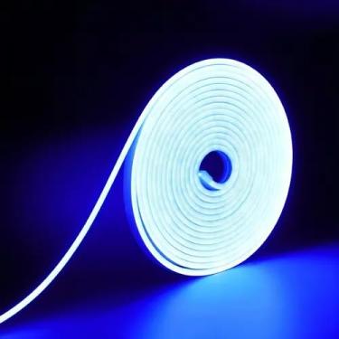 Imagem de Fita LED 50M Azul 12V com Controle de Intensidade – Luz Vibrante, Alta Potência e Baixo Consumo para Decoração, Lojas, Eventos, Quarto Gamer e Fachada – Rolo Completo 12W