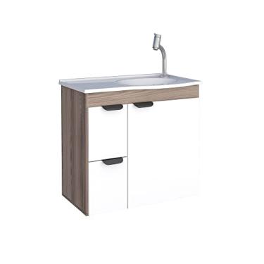 Imagem de Gabinete Para Banheiro em Madeira 2 Gavetas Margarida Tamarindo/Branca - Cozimax