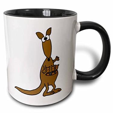 Imagem de 3dRose Caneca de canguru divertida mãe e bebê, 325 ml, preta