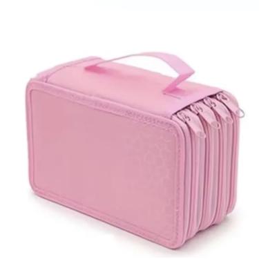 Imagem de Estojo Box Grande Escolar Com 72 Compartimentos Com Alça (20 X 12,5 X 8 Cms) (ROSA)