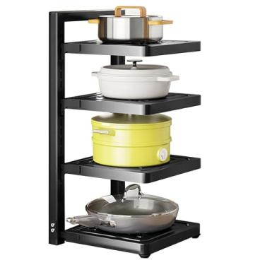 Imagem de uhyOHF Organizador de panelas e frigideiras embaixo do armário, suporte de panelas ajustável, frigideira de ferro fundido resistente, armazenamento de cozinha de encaixe para panelas e frigideiras