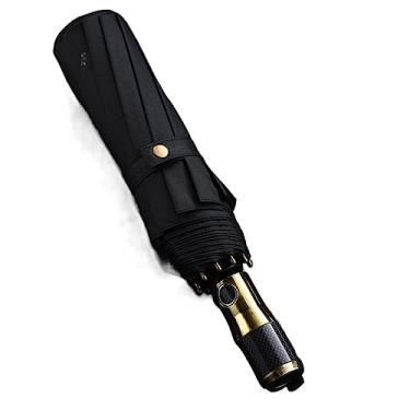 Imagem de Guarda-chuva automático de fibra de carbono com alça de negócios, dobrável, masculino, guarda-chuvas, luxuoso, grande, à prova de vento, 10 nervuras, guarda-sol, guarda-sol ao ar livre