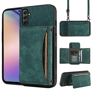 Imagem de Capa de telefone para Samsung Galaxy S25 FE 5G capa carteira com alça de ombro transversal, suporte de cartão de couro PU bolso fino suporte celular bolsa flip para celular S 25 EF S25FE 25S 25FE