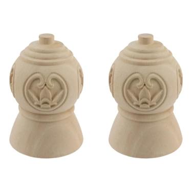 Imagem de Dnyta 2 peças de acabamentos de madeira decorativos, acabamentos de escultura em madeira inacabados para artesanato colunas de apoio de braço de escada de madeira para uso interno decoração de casa