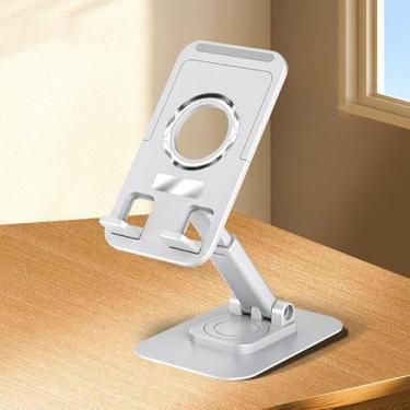 Imagem de Suporte para celular, suporte de telefone de viagem ajustável dobrável ABS para mesa, compatível com todos os smartphones ou pad/tablet com suporte antiderrapante - branco