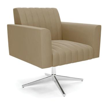 Imagem de Poltrona Giratória Viena Gomada Suede Marrom Rato Base Cromada - D'rossi