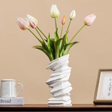 Imagem de Vaso decorativo espiral torcido abstrato moderno, branco, cerâmica, design escultural contemporâneo para decoração de casa V-DBD-SXXT-W