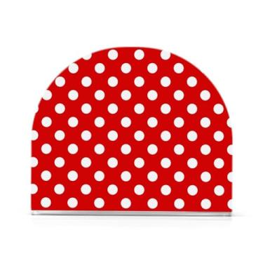 Imagem de Porta-guardanapos de acrílico vermelho de bolinhas, suporte de toalha de mão de papel em forma de U, suporte de guardanapo vertical