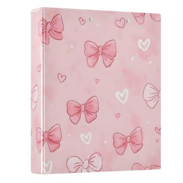 Imagem de Fichário de 3 anéis, branco, rosa, coração de 3,8 cm, fichários de três anéis com prancheta, serve para papel de 21 x 28 cm, 3 bolsos internos de PVC transparentes para material de escritório