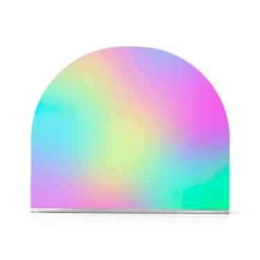 Imagem de Porta-guardanapos acrílico gradiente arco-íris pastel, dispensador de guardanapos em forma de U, porta-guardanapos pequeno