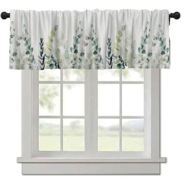Imagem de DOTOOMA 137 x 45 cm, folhas de eucalipto, verde-sálvia, tratamento de janela, sanefas, folhas de fazenda, videira, cozinha, sala de estar, quarto, cortinas curtas de madeira para decoração de varão