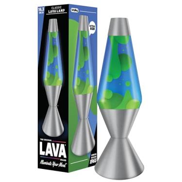 Imagem de Lava The Original Lamp - Maré Esmeralda - Lâmpada Clássica de Movimento Líquido - Cera Amarela e Líquido Azul - Item #5139 (Exclusivo da Amazon)