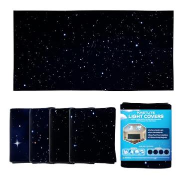 Imagem de KastLite Pacote com 4 capas de luz fluorescente de céu estrelado para luzes de teto - persianas de tecido magnético à prova de fogo de 6 x 1,2 m - Difusor de iluminação de sala de aula para escritório