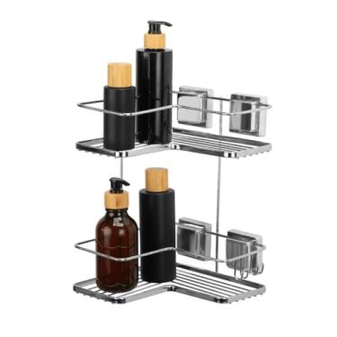 Imagem de Cantoneira Dupla Banheiro Organizador De Canto Suporte Porta Shampoo Sem Furo(Cinza)