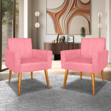 Imagem de Kit 2 Cadeira Poltrona Decorativa Sala Promoção - Casal Decor, Rosa
