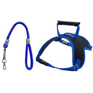Imagem de Peitoral Elite Ajustável para Cães com Guia Amortecida – Conforto, Segurança e Alta Resistência para Passeios | Anti-Puxão | Material Durável(Azul,G)