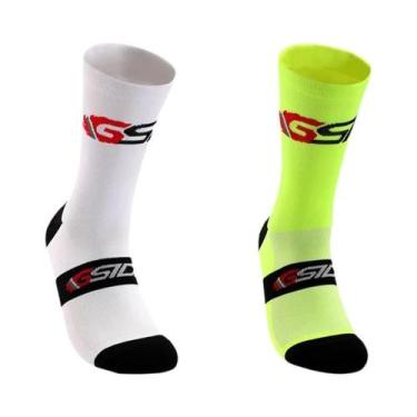 Imagem de Meias De Ciclismo Até O Joelho Brancas E Pretas, Compressão Para Bicic