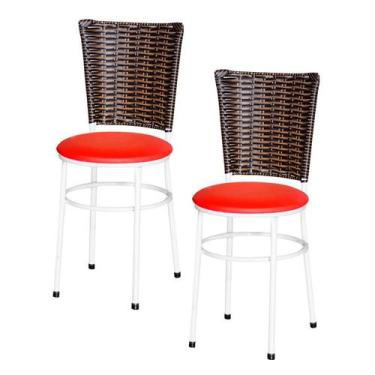 Imagem de 2 Cadeiras para Mesa Branca Hawai Avelã - Laumar, Vermelho