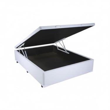 Imagem de Cama Box Baú Viúvo Blindado com Pistão a Gás (188x128x42) (Corino Branco)