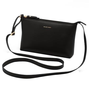 Imagem de Bolsa Feminina Transversal de Couro Bovino Legítimo Mariart Salsa (Preto)