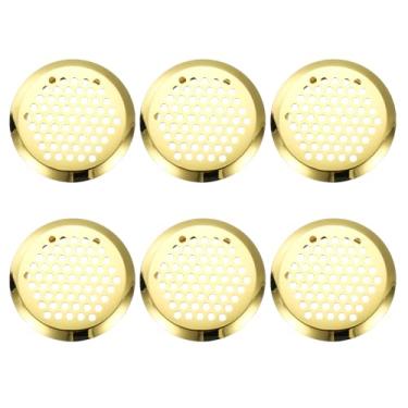 Imagem de PATIKIL Saídas de ar circulares de 2,1 polegadas (53 mm), pacote com 6 venezianas de aço inoxidável Soffit de ventilação de malha redonda para cozinha, banheiro, sapato, armário, guarda-roupa, dourado