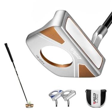 Imagem de Tacos de golfe com haste de mão direita apontando linha e função de escolha de bola Putters de golfe com capa de cabeça de golfe (azul)